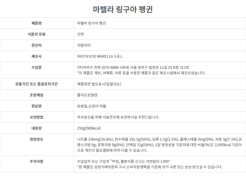 마렐라 링구아 펭귄 상품상세고시
