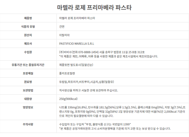 마렐라 로제 프리마베라(Mix) 상품상세고시